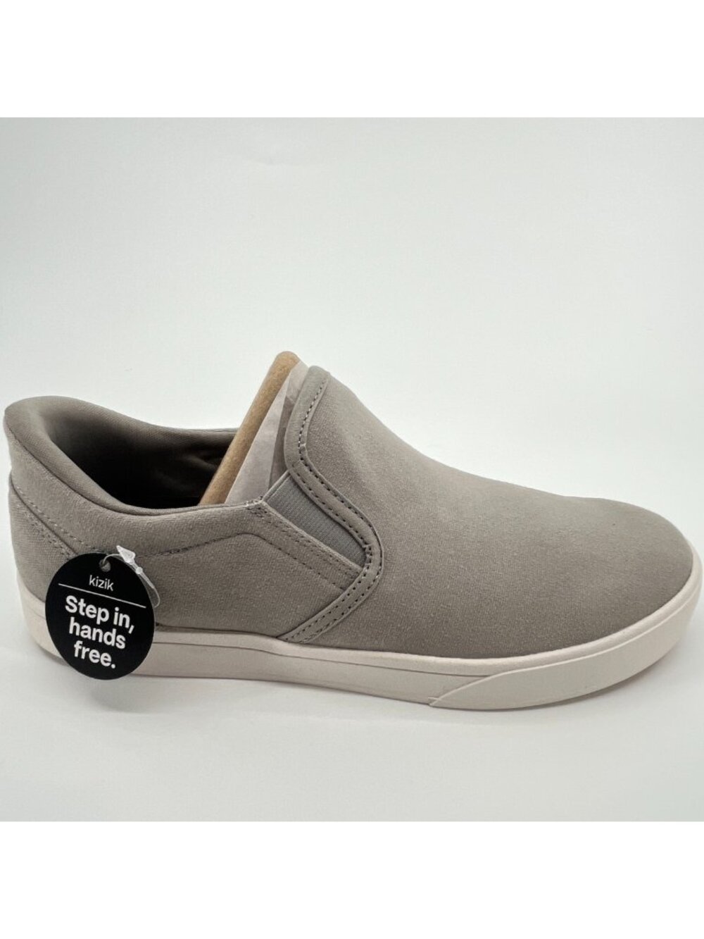 Kizik Venice Mens Size 10 Gray White Athletic Slip On Hands Free Shoes Sneakers